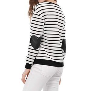 Heart elbow patch striped top